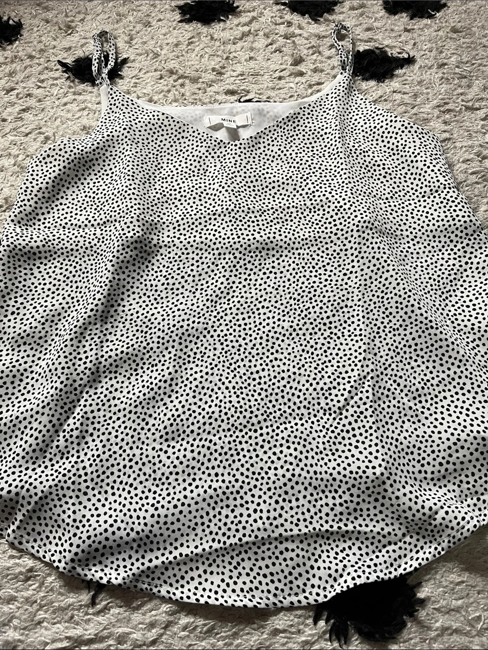 MINE size Medium White Camisole with Black Polka Dots